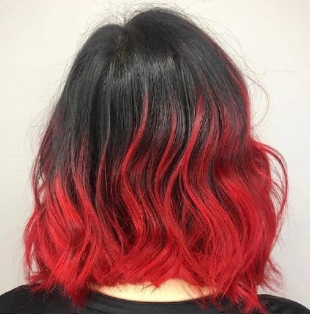 Black hair with red tips (Ombre)