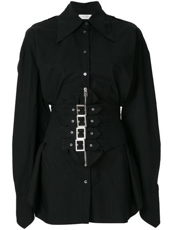 Black Button Up Shirt Dress w/ Corset