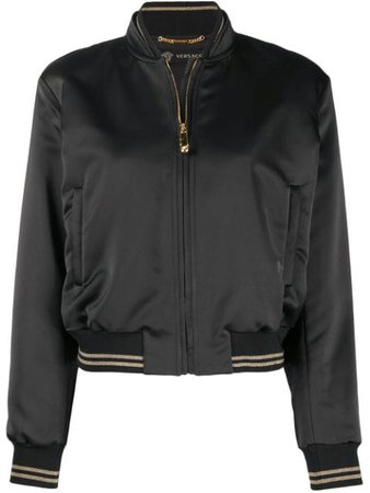Versace Embroidered Signature Satin Bomber Jacket - Farfetch