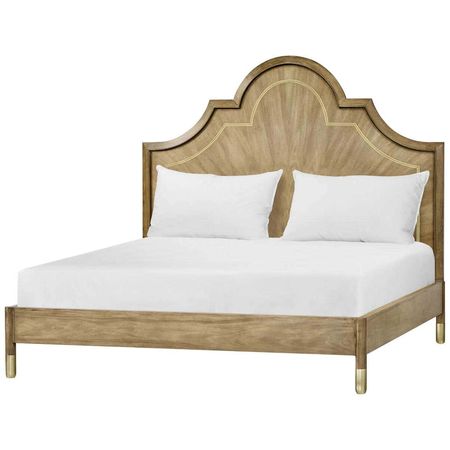 Modern Walnut and Brass King Size Bed For Sale at 1stDibs