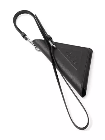 Prada Saffiano Leather Triangle Keychain - Farfetch