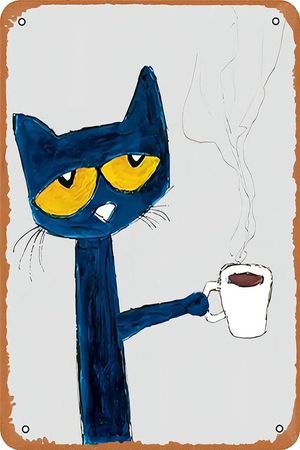 Amazon.com : Muecddoa Metal sign - Pete The Cat With Coffee Short Sleeve 9642 Poster Bar Wall Decor 8 X 12 Inch : Home & Kitchen