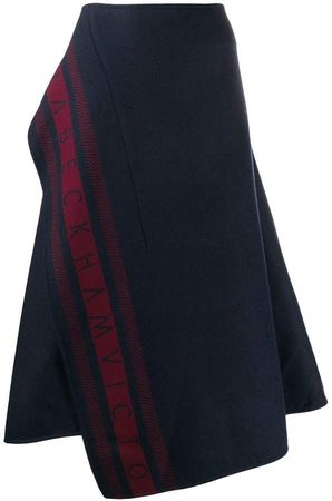 logo-stripe asymmetric midi-skirt