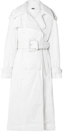 Oversized Padded Cotton Trench Coat - White
