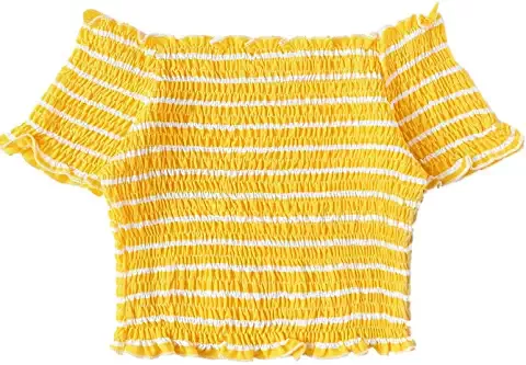 Yellow Smocked Crop Top