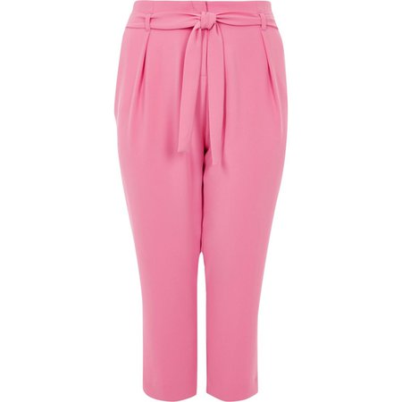 Plus pink tie waist tapered pants - Tapered Pants - Pants - women
