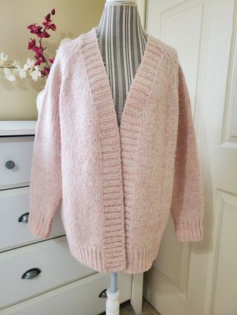 FRNCH Paris Light Pink Oversized Very Thick & Warm Knit Cardigan Sweater Sz.S-M | eBay