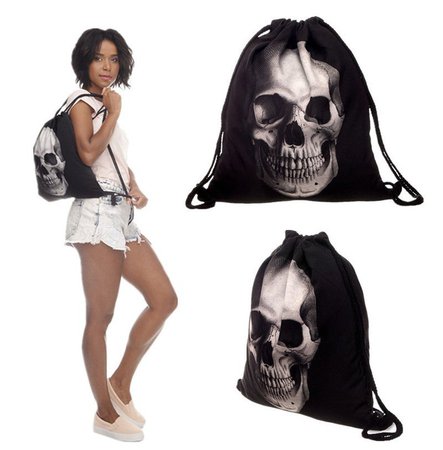 Backpacks Black Drawstring Travel Bag 3 D Printed Head | RebelsMarket