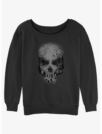 Disney Haunted Mansion Skull Graveyard Ghosts Girls Slouchy Sweatshirt - BLACK | Hot Topic