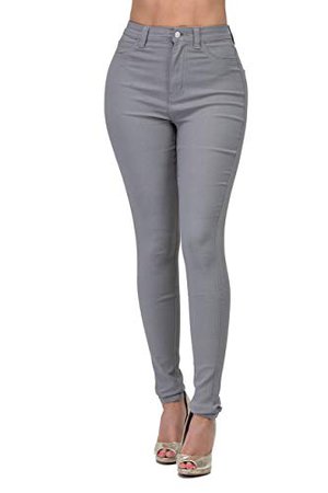 LOVER BRAND FASHION High Waisted-Rise Ladies Colored Denim Stretch Skinny Destroyed Ripped Distressed Jeans for Women, Light Grey, Small at Amazon Women's Jeans store
