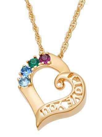 Personalized Mother Birthstone & Name Heart Necklace, 20" - Walmart.com