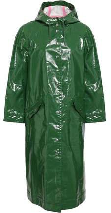Coated Cotton-blend Hooded Raincoat