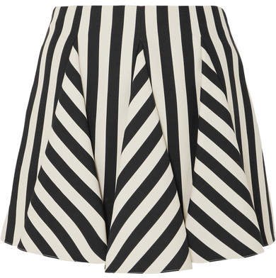 Striped Wool And Silk-blend Mini Skirt - Black