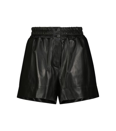 Loewe - High-rise leather shorts | Mytheresa