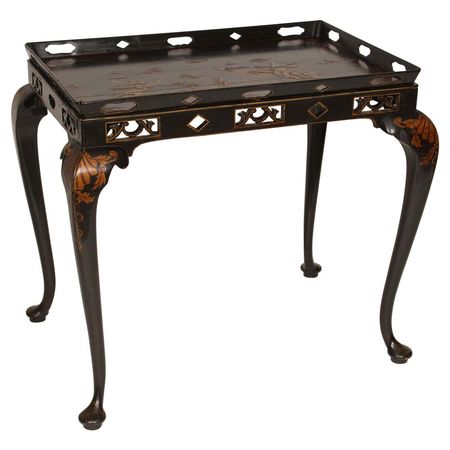 George I Style Black Chinoiserie Decorated Occasional Table For Sale at 1stDibs