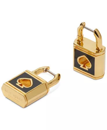 kate spade new york Gold-Tone Enamel Lock & Spade Hoop Earrings & Reviews - Earrings - Jewelry & Watches - Macy's