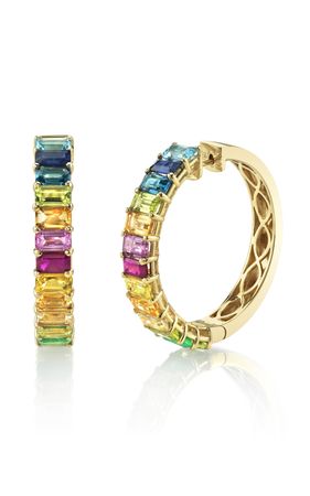 Boho 18k Yellow Gold Rainbow Hoop Earrings By Shay | Moda Operandi