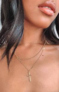 cross necklace layered - Google Search