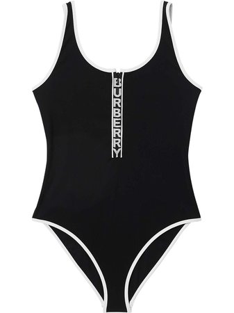 Burberry Logo Detail Zip-Front Swimsuit | Farfetch.com