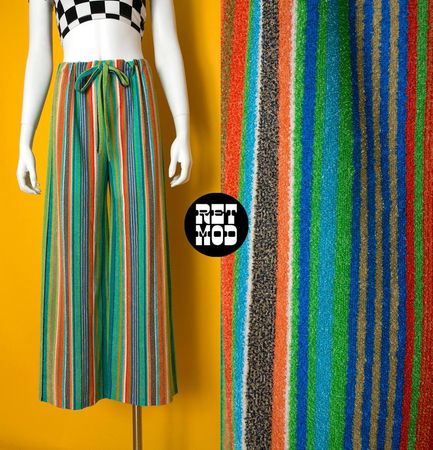 FANTASTIC Vintage 70s Green Blue Orange Stripe Terrycloth | Etsy