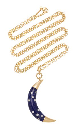18K Gold, Blue Lapis, And Diamond Moon Necklace by Monica Rich Kosann | Moda Operandi