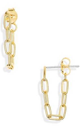 Madewell Celicate Collection Demi Fine Paperclip Chain Hoop Earrings | Nordstrom