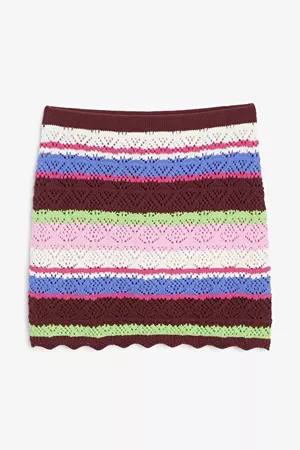 Multi coloured crochet mini skirt - Multi coloured - Monki WW