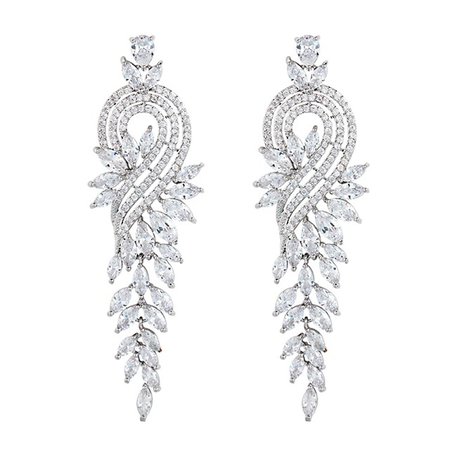 Women's Drop Earrings Long Leaf Statement Ladies Elegant Zircon Silver Earrings Jewelry Silver For Wedding Evening Party Masquerade Engagement Party Prom Promise 6449448 2020 – $26.24