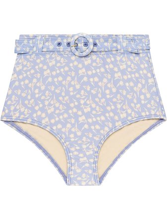 Shop blue Peony floral-print belted bikini bottoms with Express Delivery - Farfetch