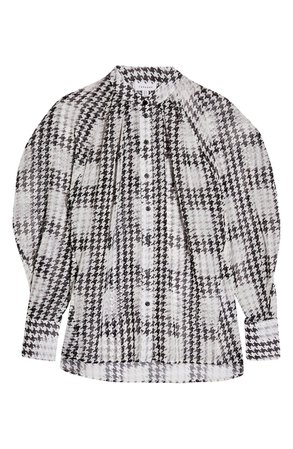 Topshop Houndstooth Balloon Sleeve Blouse | Nordstrom