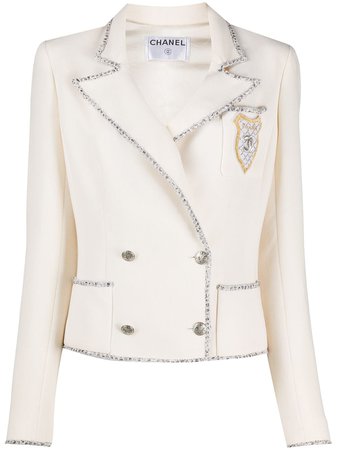 Chanel Pre-Owned 2000s tweed-trim jacket - FARFETCH
