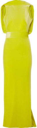 Brandon Maxwell - Open-back Velvet Gown - Lime green
