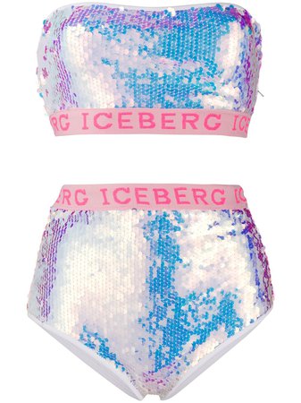 Iceberg Logo Trim Sequinned Bikini - Farfetch
