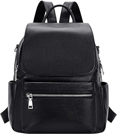 OVER EARTH Genuine Leather Backpack Purse for Women Fashion Travel Leather Rucksack Purse with Flap for Ladies(O138E Classic Black) : Clothing, Shoes & Jewelry