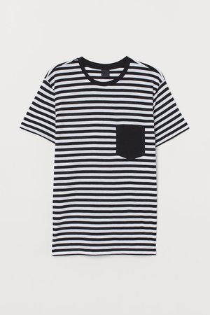 Printed T-shirt - Black/White striped - Men | H&M GB