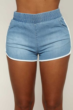 Going With The Flow Denim Shorts - Light Blue Wash