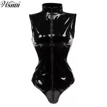 S XXL Black Latex Wet Look Bodycon Catsuit Sexy Faux Leather Bodysuit Zipper PVC Jumpsuit Cosplay Clubwear Dance Costume-in Teddies & Bodysuits from Novelty & Special Use on AliExpress - 11.11_Double 11_Singles' Day