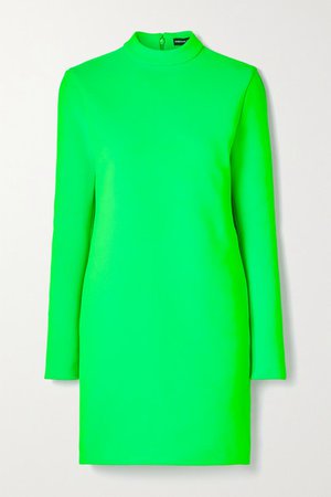 Neon Stretch-knit Mini Dress - Green