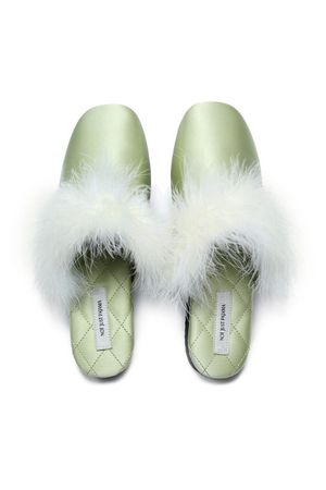 GLAM SILK SLIPPERS - GARDEN GREEN | CULT MIA | Not Just Pajama