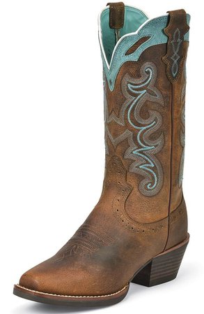 Justin Womens Silver Collection Cowboy Boots - Rugged Tan Buffalo