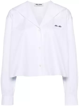 Miu Miu sailor-collar Cotton Shirt - Farfetch