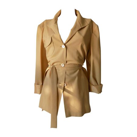 1980s Genny by Gianni Versace light brown wool jacket For Sale at 1stdibs