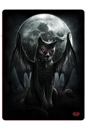 Vamp Cat Black Fleece Blanket by Spiral Direct | Gothic