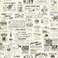 Chesapeake CTR64271 Adamstown Cream Vintage Newspaper Wallpaper - - Amazon.com
