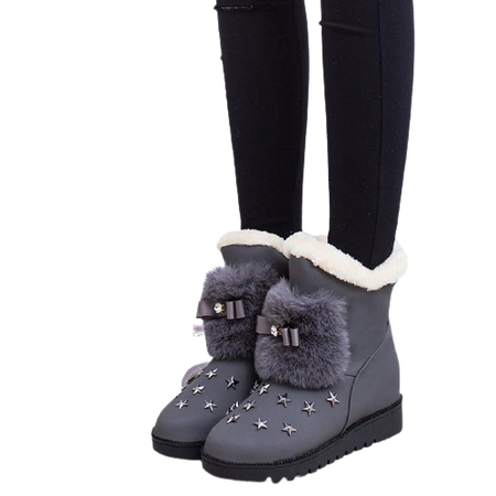 Grey Winter Star Short Snow Boots