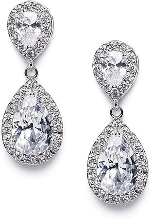Amazon.com: SWEETV Teardrop Dangle Earrings for Brides,Cubic Zirconia Drop Earrings for Women - Prom,Pagegant,Wedding Jewelry, Clear: Clothing, Shoes & Jewelry