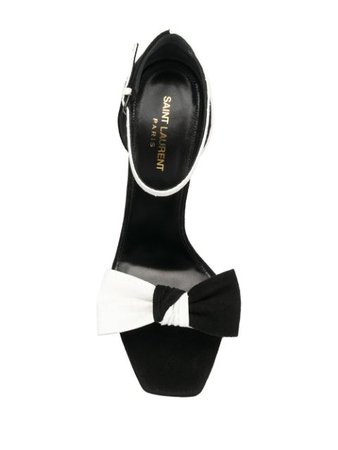 Black Saint Laurent Bow Front Ankle Strap Sandals | Farfetch.com