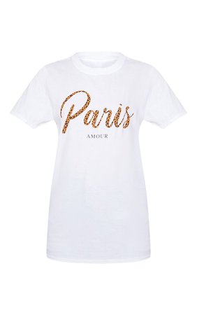 White Paris Slogan T Shirt | Tops | PrettyLittleThing USA