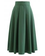 High Waist Pleated Flare Midi Skirt