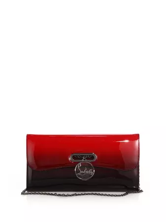 red ombre patent leather christian louboutin clutch purse bag